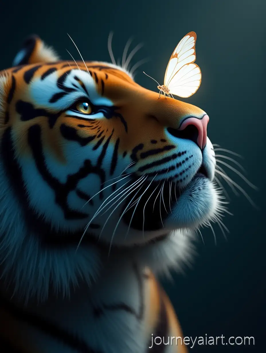 UltraRealistic-Female-Tiger-with-Glowing-White-Butterfly-on-Nose