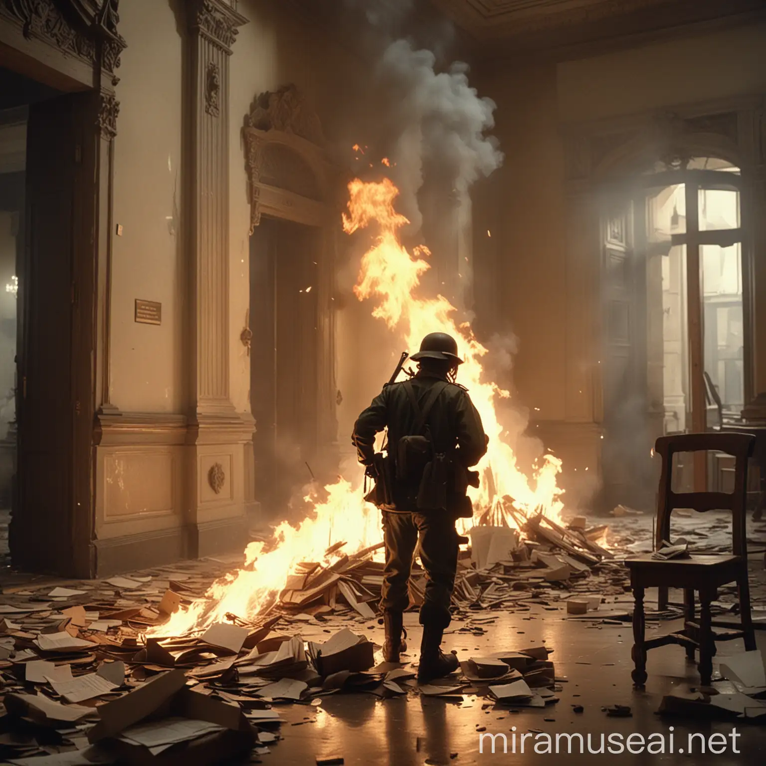 Colombian Guerrillas Setting Fire in Palace of Justice 1985