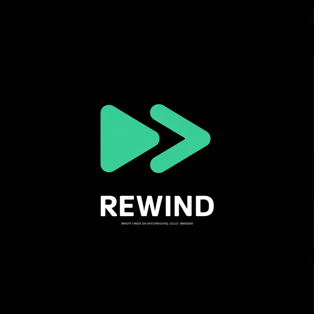 LOGO-Design-For-Bright-Green-Minimalistic-Video-Rewind-Symbol-on-Black-Background