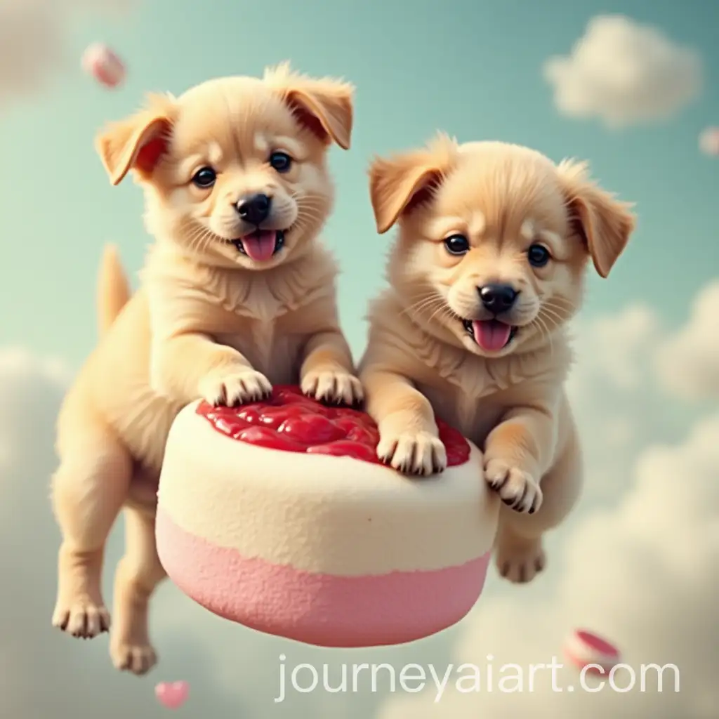 Two-Puppies-Enjoying-a-Magical-Marshmallow-Flight