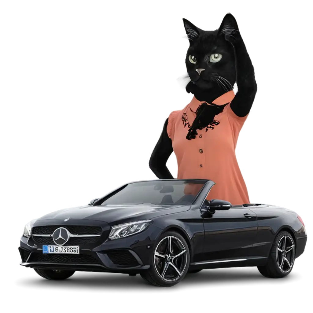 Kitty-on-MercedesBenz-Cabrio-PNG-HighQuality-Image-for-Dynamic-Visual-Appeal