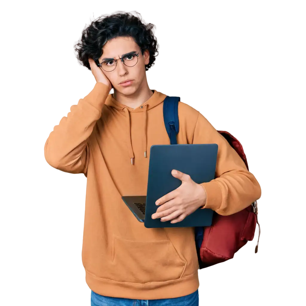 Frustrated-Student-with-Books-and-Laptop-PNG-Image-Study-Stress-Concept