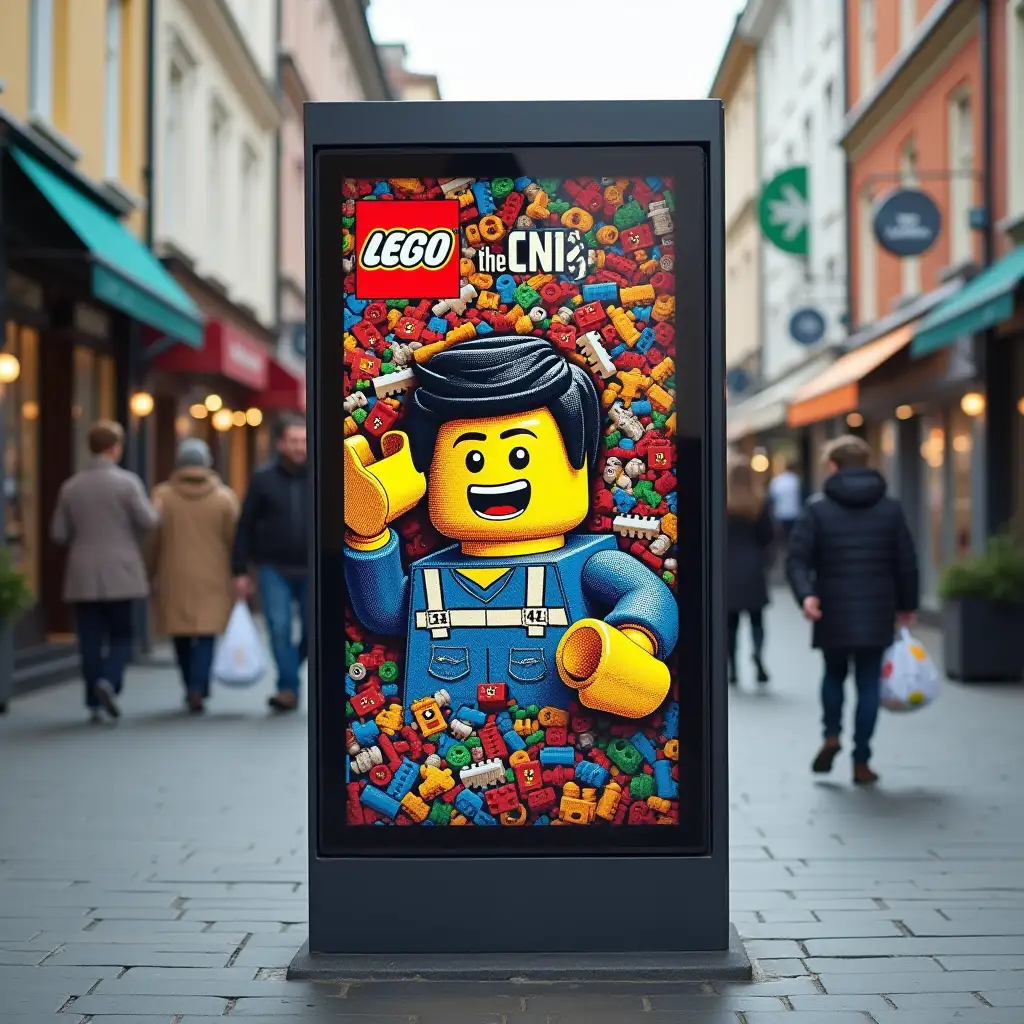 street advertising poster, lego style