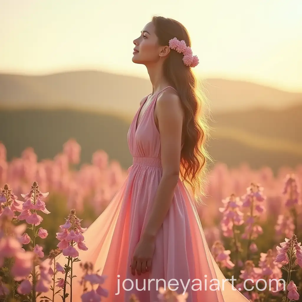 Graceful-Young-Woman-in-Pink-Larkspur-Field