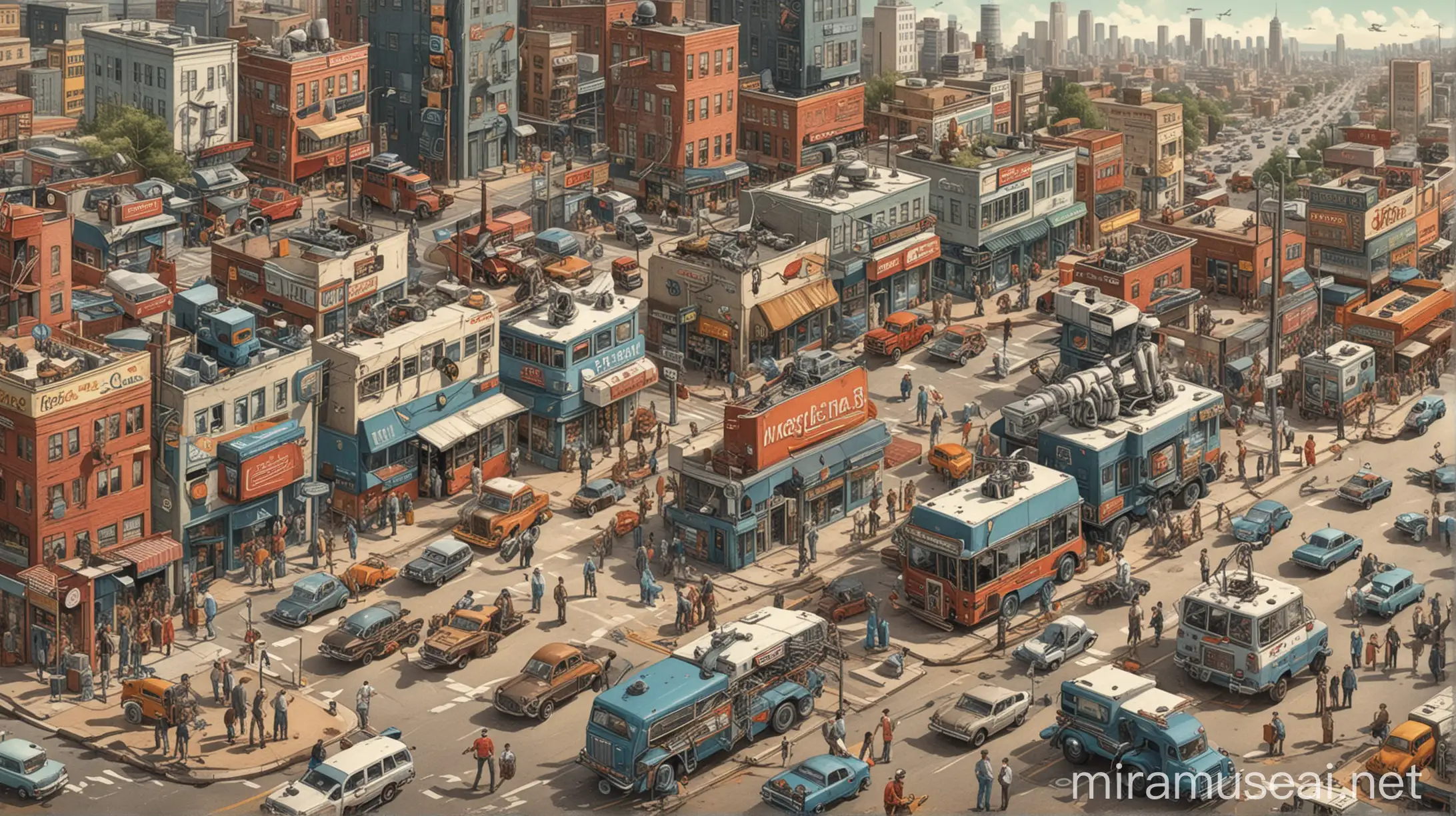 Evolution of American Technology From Vintage Computers to Futuristic Urban Landscapes