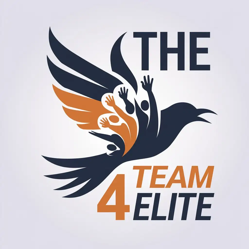 LOGO-Design-for-THE-4-TEAM-ELITE-Factory-Industry-Bird-Symbol-with-Flapping-Wings-and-Team-Unity