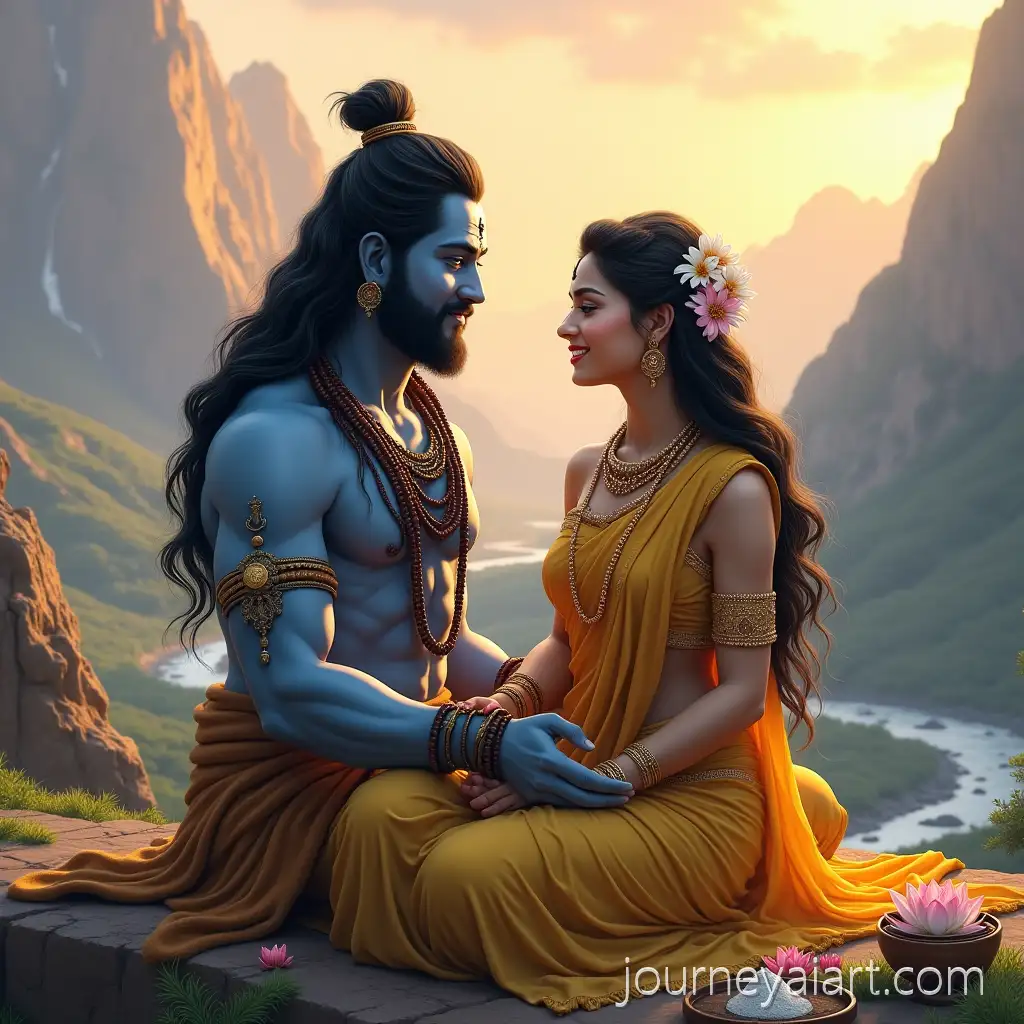 Lord-Shiva-and-Goddess-Parvati-Seated-in-Majestic-Mountainous-Landscape-with-Sacred-RitualAI-Art-Prompt-Expansion-Elements
