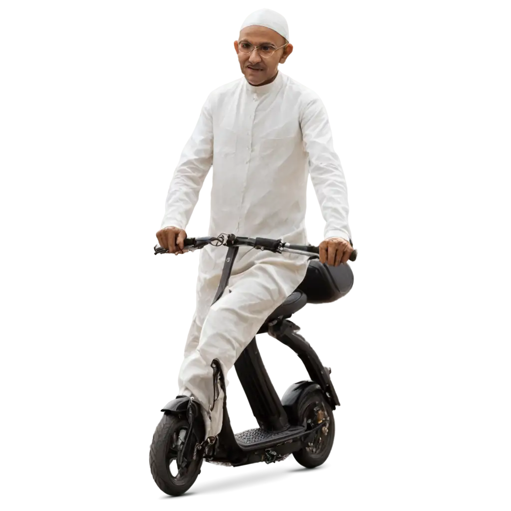 mahatma gandhi driving scooter staright image full