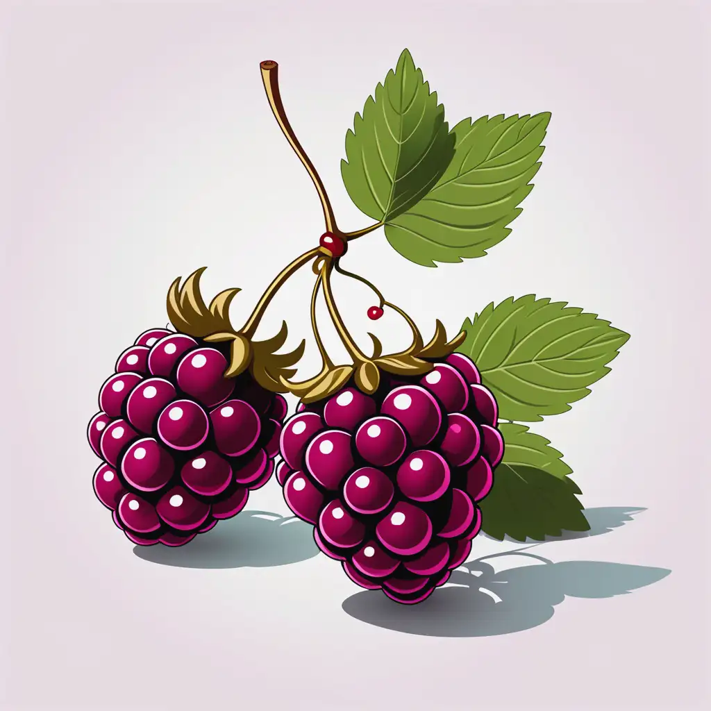 Stylized Illustration of a Single Raspberry on Blank Background