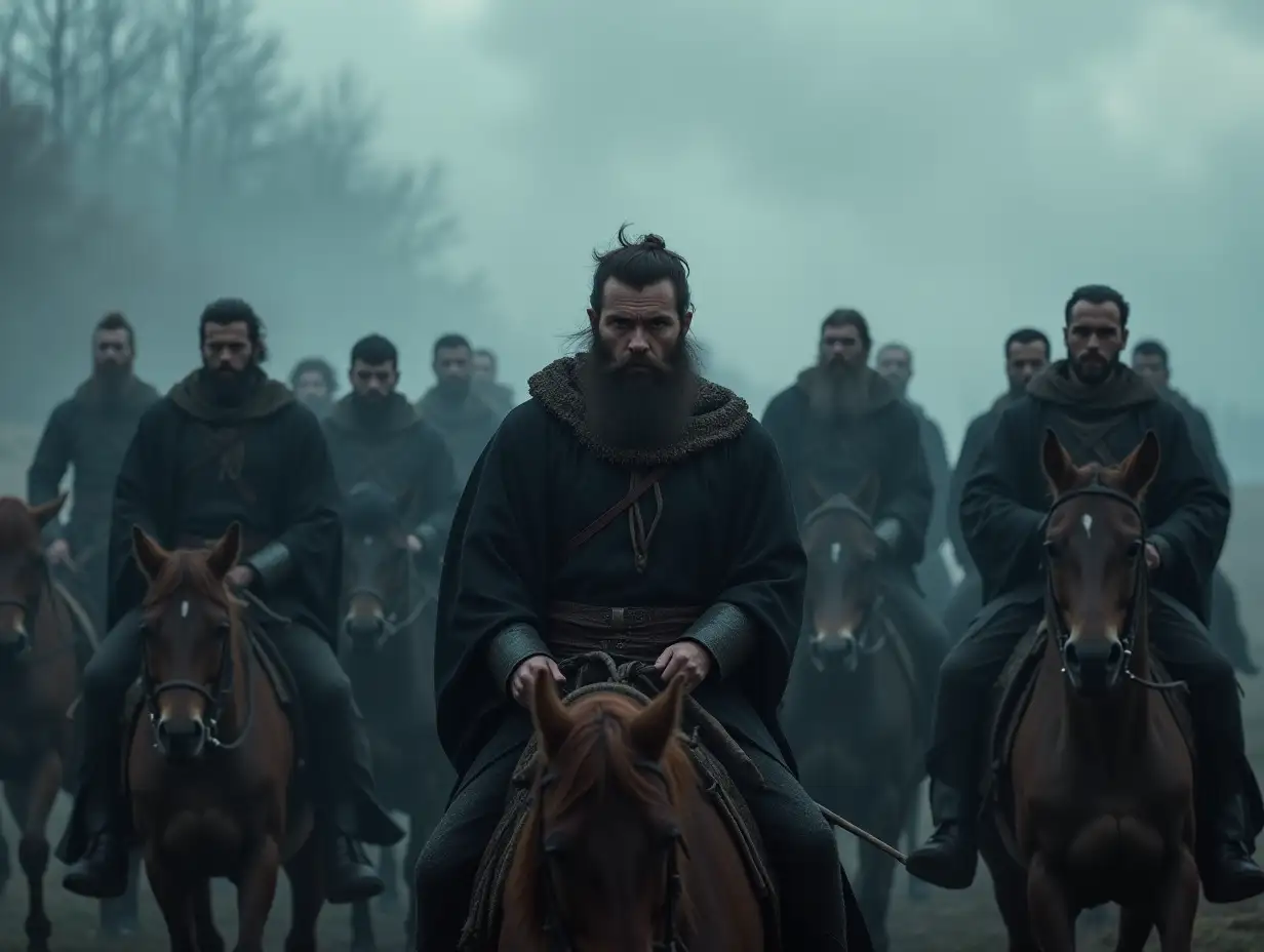 Menacing-Lezgin-Warriors-on-Horses-Amid-Dramatic-Stormy-Battlefield