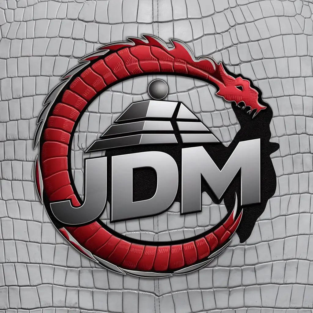 LOGO Design For JDM Cinematic Style with Crocodile Skin Texture and Dragon Theme