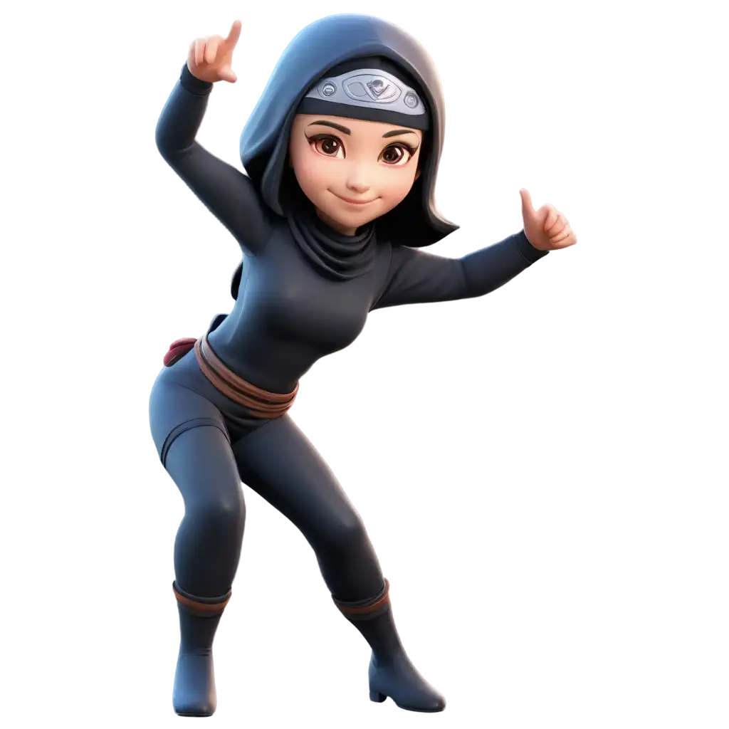 Cute-3D-Girl-Ninja-Character-PNG-A-HyperRealistic-Vivid-Colour-Asset-for-Creative-Projects