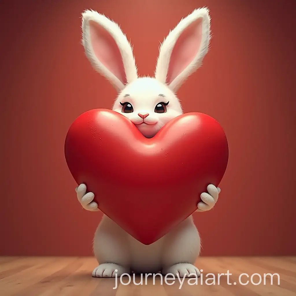Adorable-Rabbit-Showing-Red-Heart-in-Museum