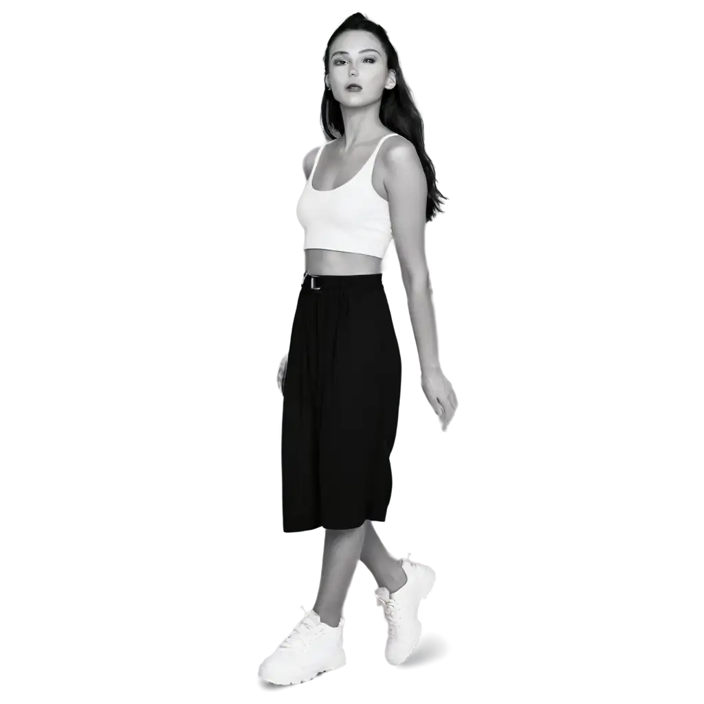 HighQuality-PNG-Image-of-a-Model-in-Black-and-White-Wearing-Shoes