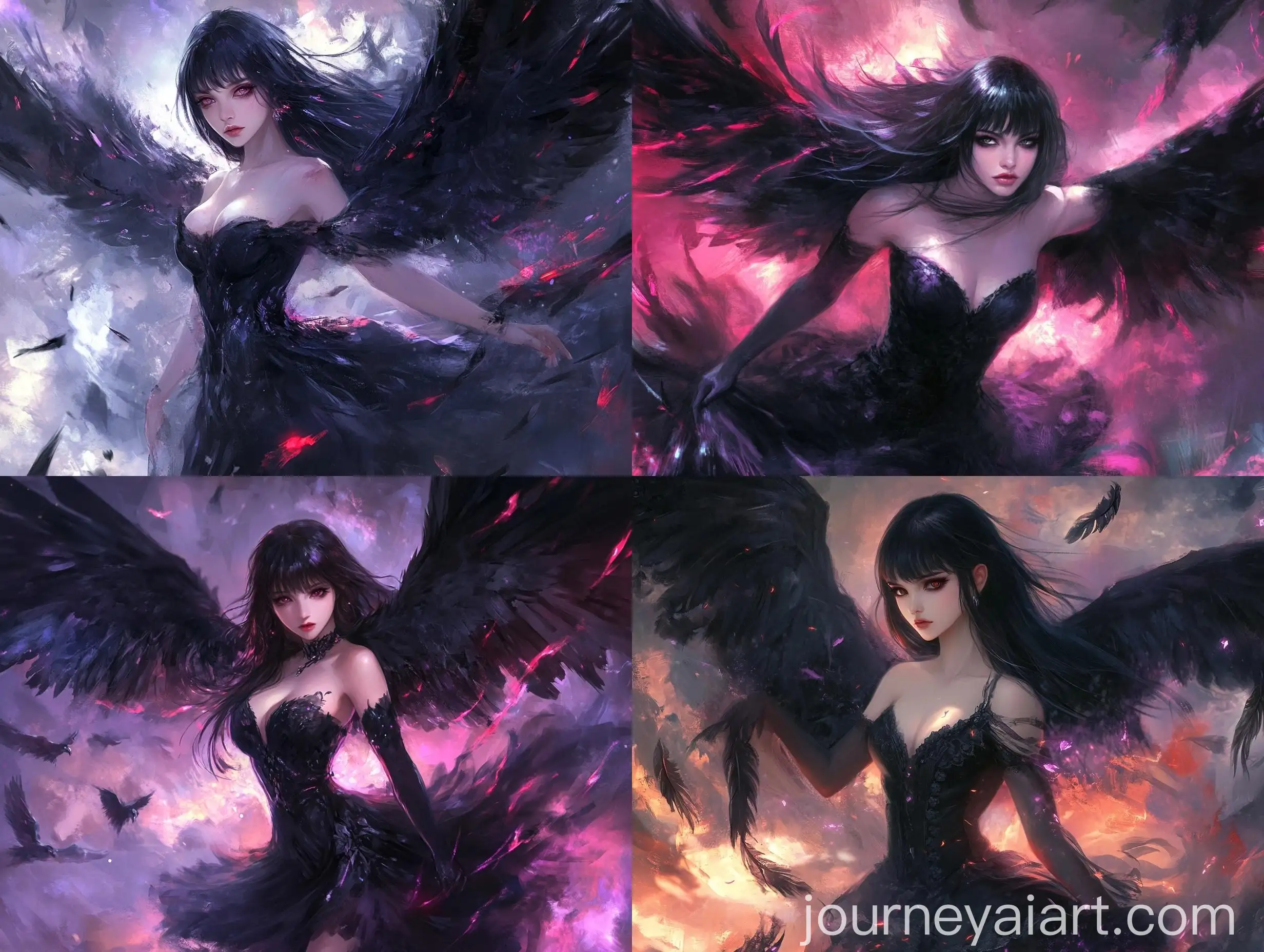 Elegant-Curvy-Girl-with-Black-Wings-and-Magic-Aura-in-Light-and-Shadows