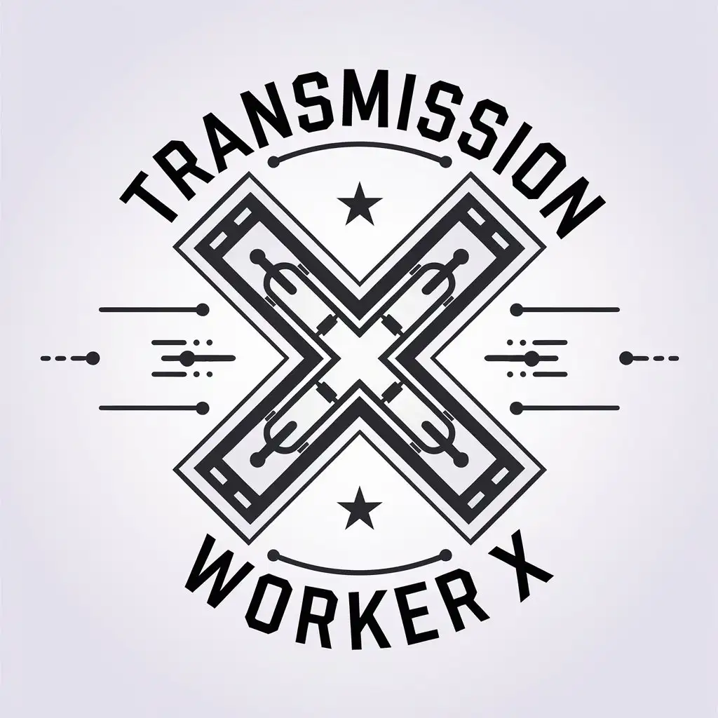 a vector logo design,with the text "transmission worker X", main symbol:X,Minimalistic,be used in Others industry,clear background