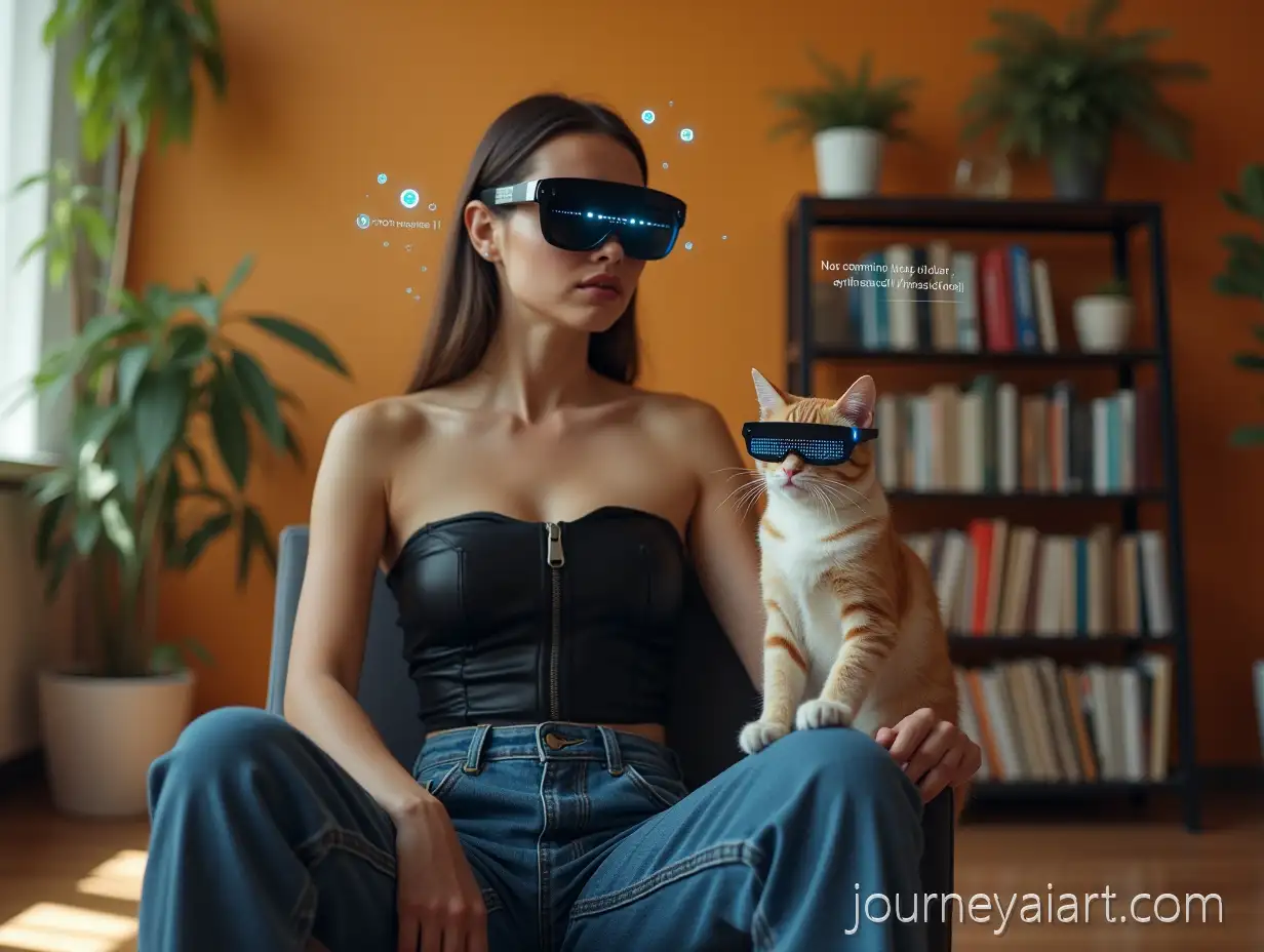 Stylish-Young-Woman-and-Cat-in-Futuristic-Minimalist-StudioAI-Image-Prompt-Expansion-with-Digital-Display-Glasses