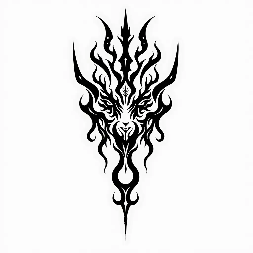Symmetrical-Tribal-Tattoo-Sketch-with-Aggressive-Black-and-White-Design