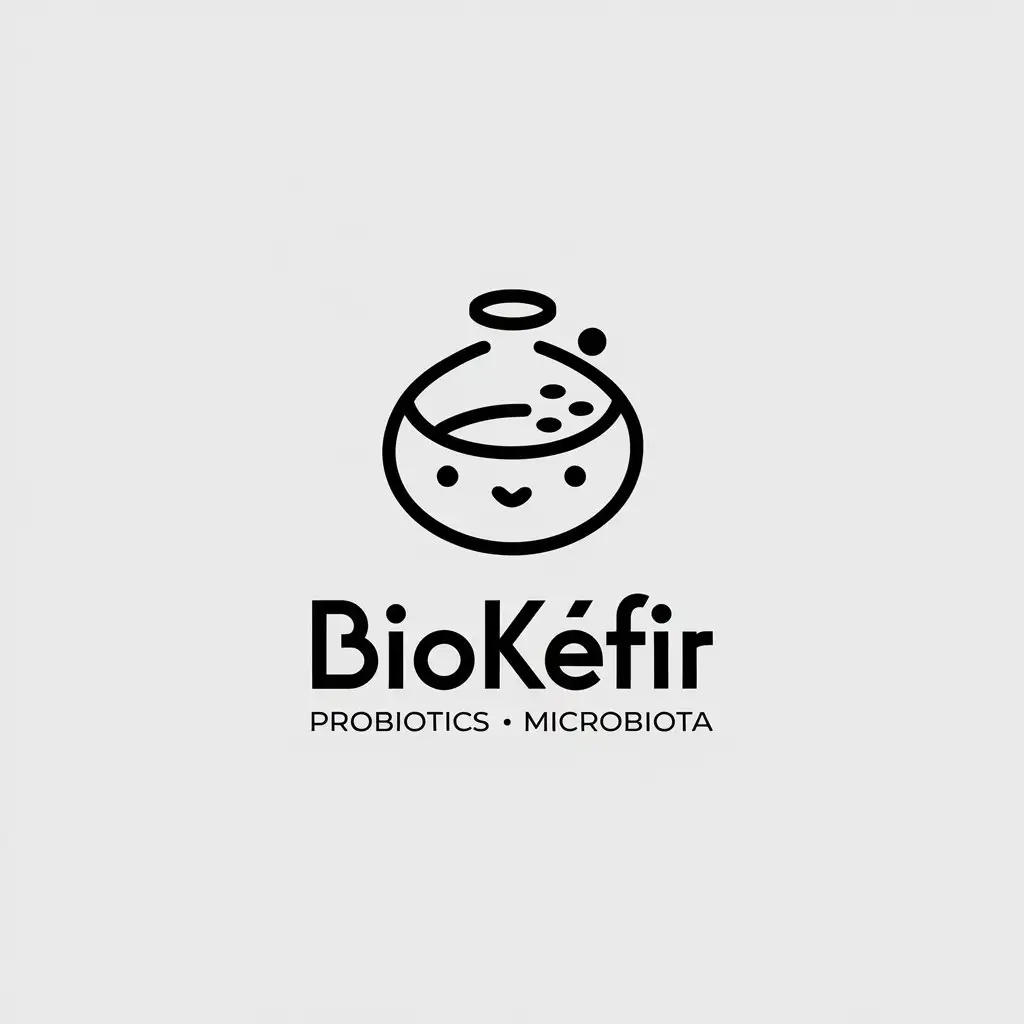 a vector logo design,with the text "BioKéfir", main symbol:Kéfir, probiotics, microbiota,Minimalistic,clear background