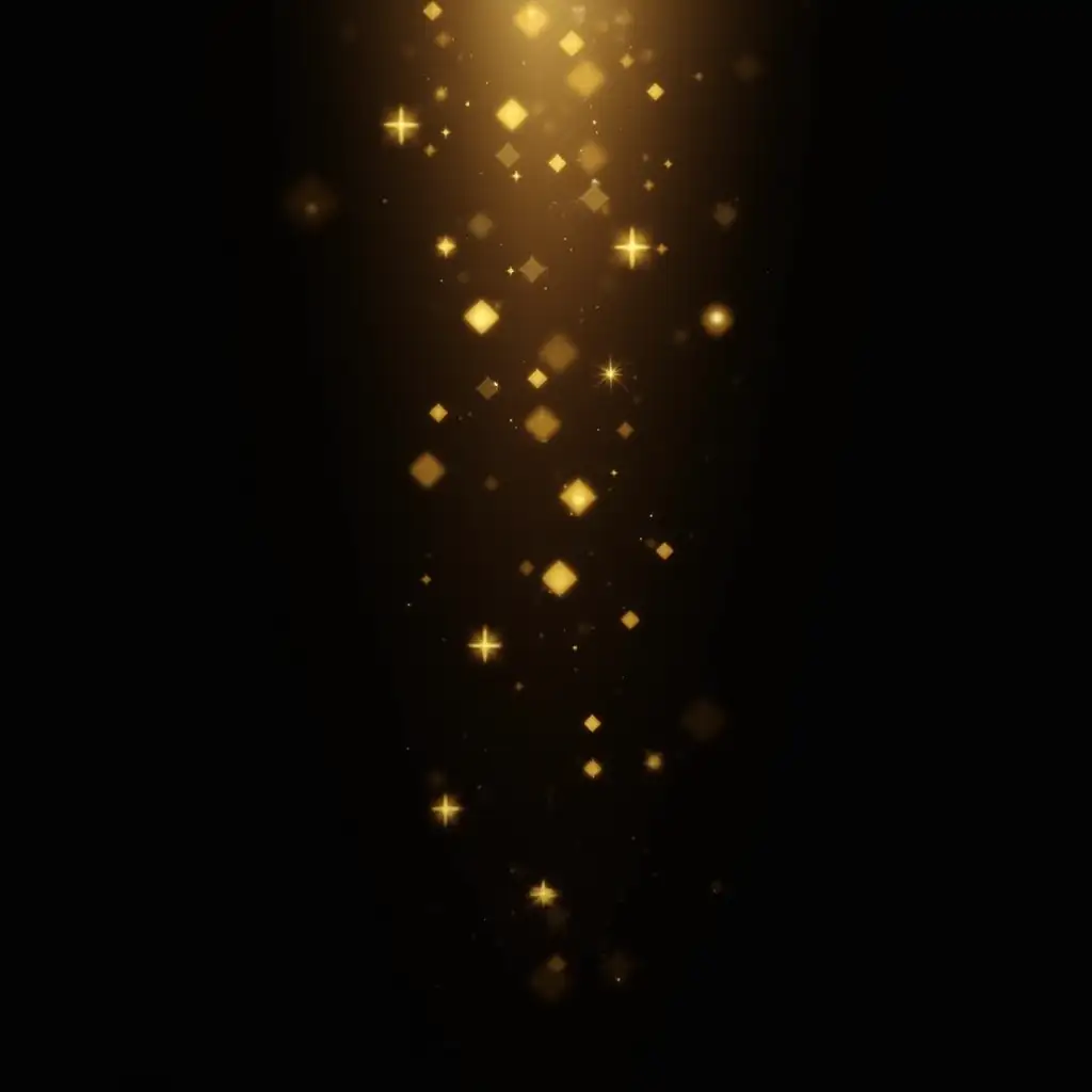 abstract black background with a golden diffuse light in the center vertically, golden squares placed randomly