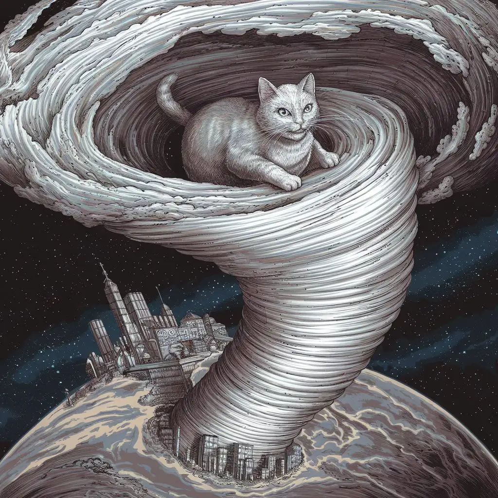 Cat-Riding-Over-Person-with-Tornadolike-Signal-from-Another-Planet