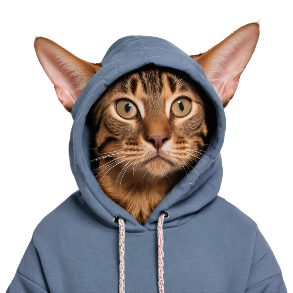 Bengal cat in a hoodie