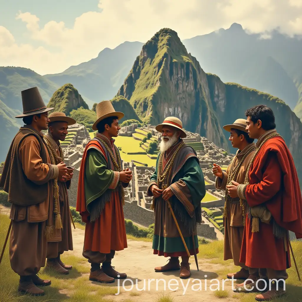 HiramHiram-Bingham-with-Andean-Villagers-Bingham-Meeting-Andean-Villagers-in-Traditional-Clothing-Guided-to-Machu-Picchu