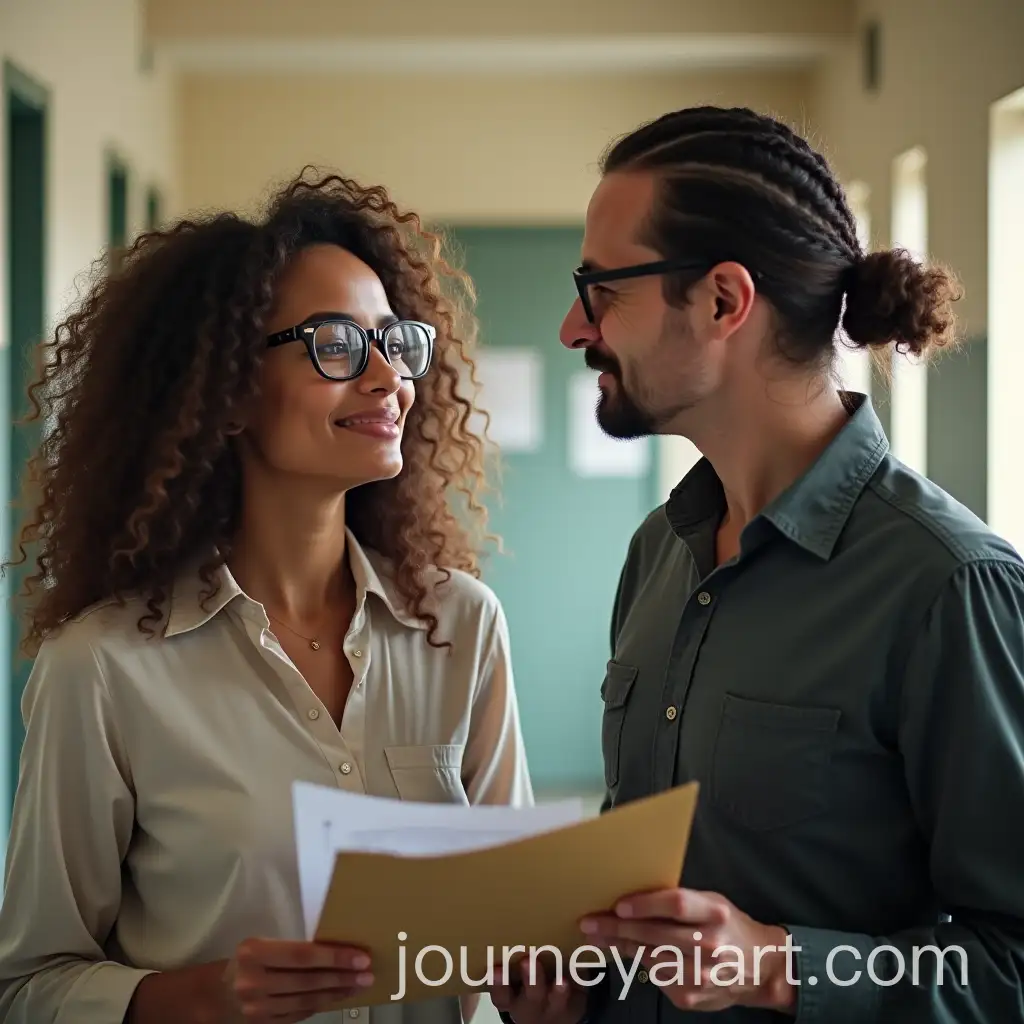 Teacher-and-Student-in-School-Hallway-with-Documents-and-Glasses