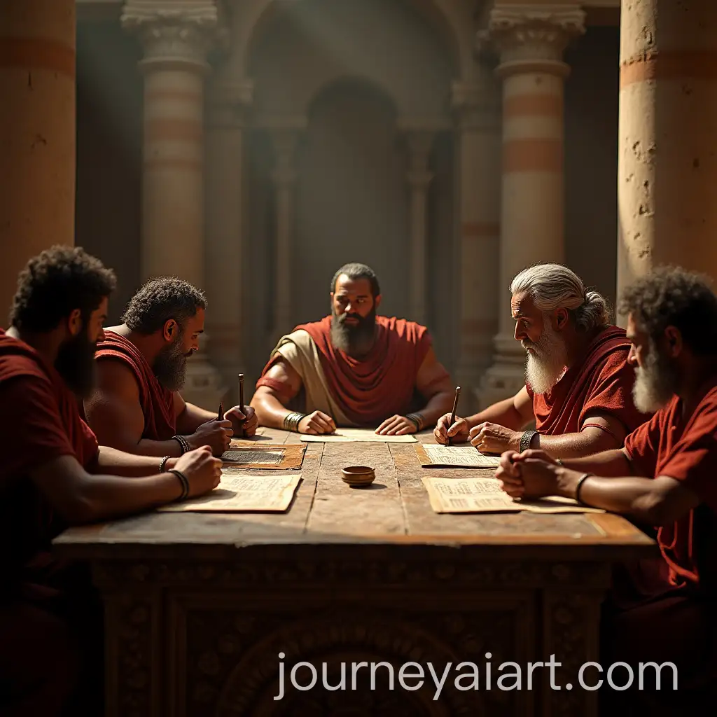 Ancient-Macedonian-Generals-Strategizing-in-Palace-Court