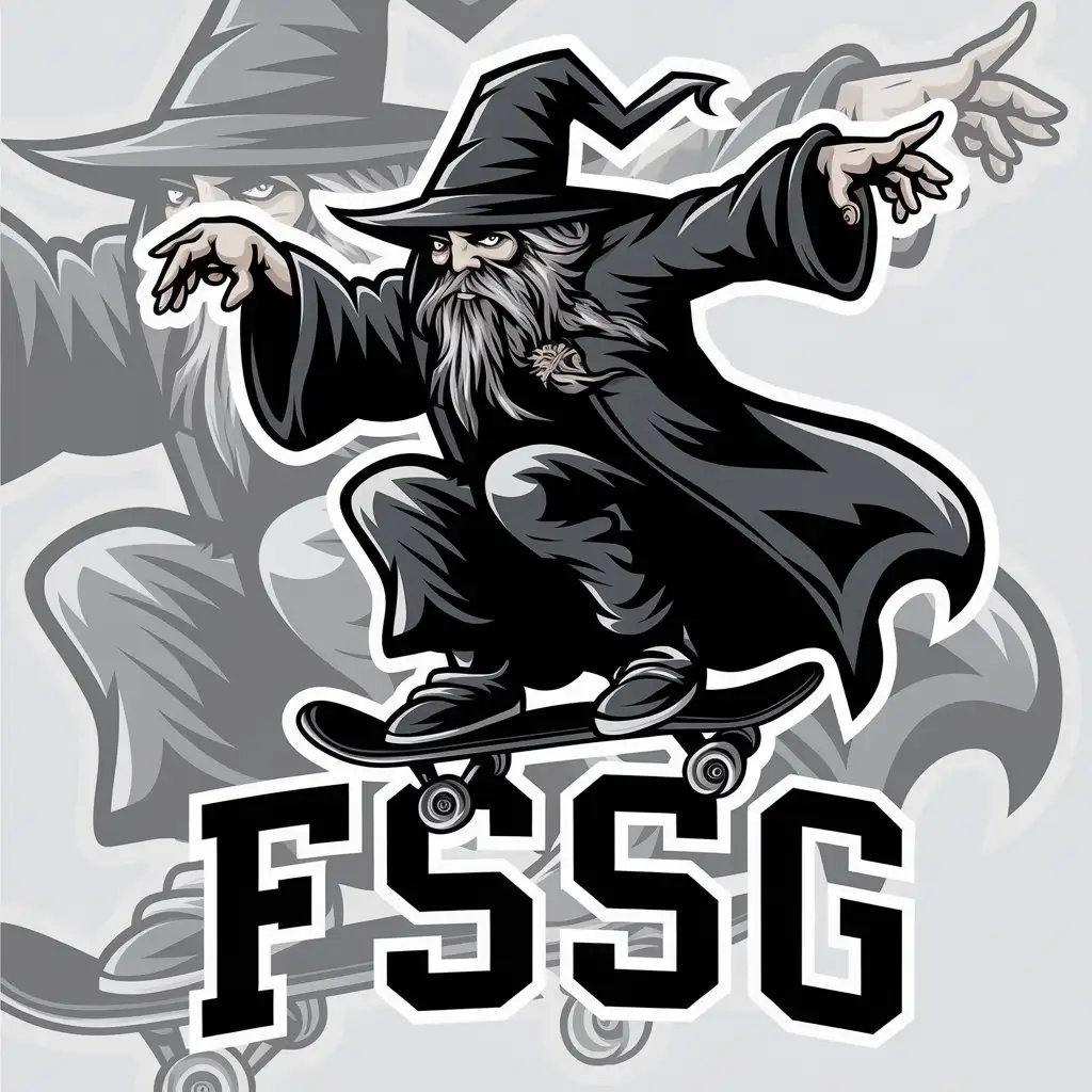 LOGO Design for FSSG Wizard Skateboarding in Gothic Style with Clear Background