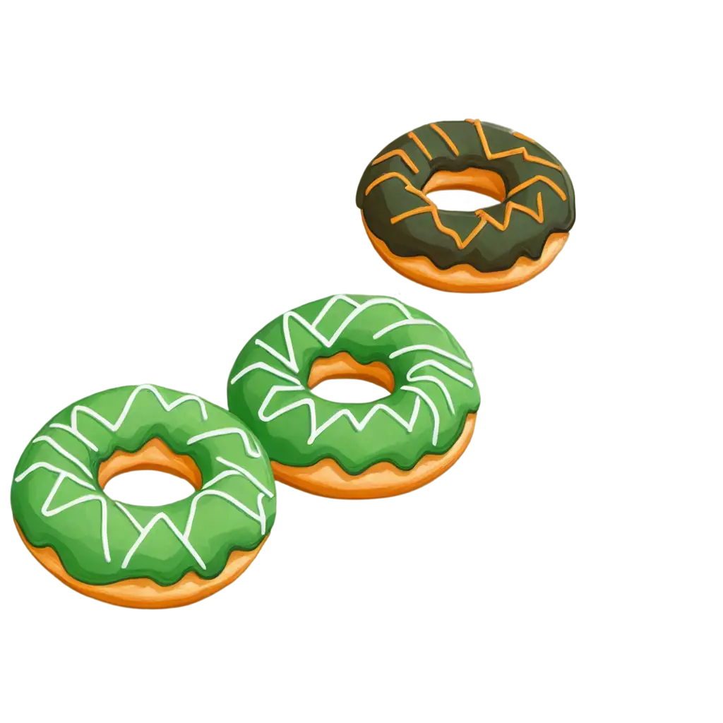 Green-Donut-PNG-Illustration-with-Glossy-and-ZigZag-Icing-for-Clear-Background-Use