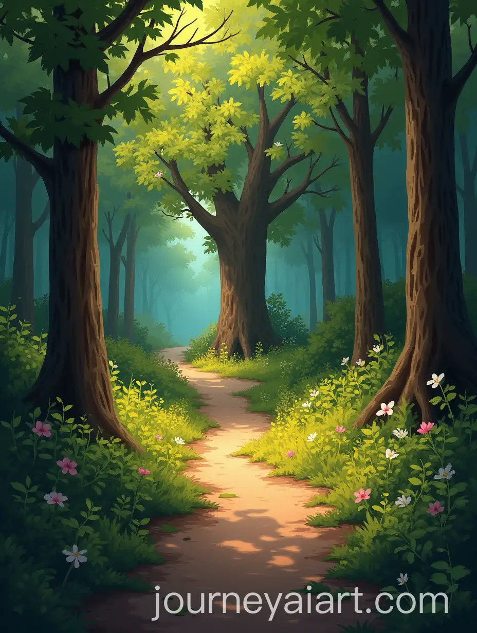Serene-Forest-Pathway-with-Vibrant-Flora