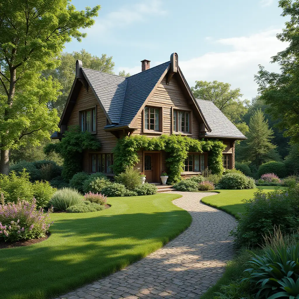 A beautiful house in the garden