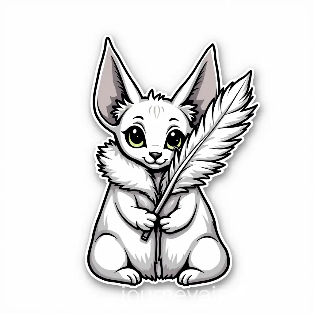Sphynx-Cat-Peeking-Out-of-Feather-Duster-Black-and-White-Sticker-Design