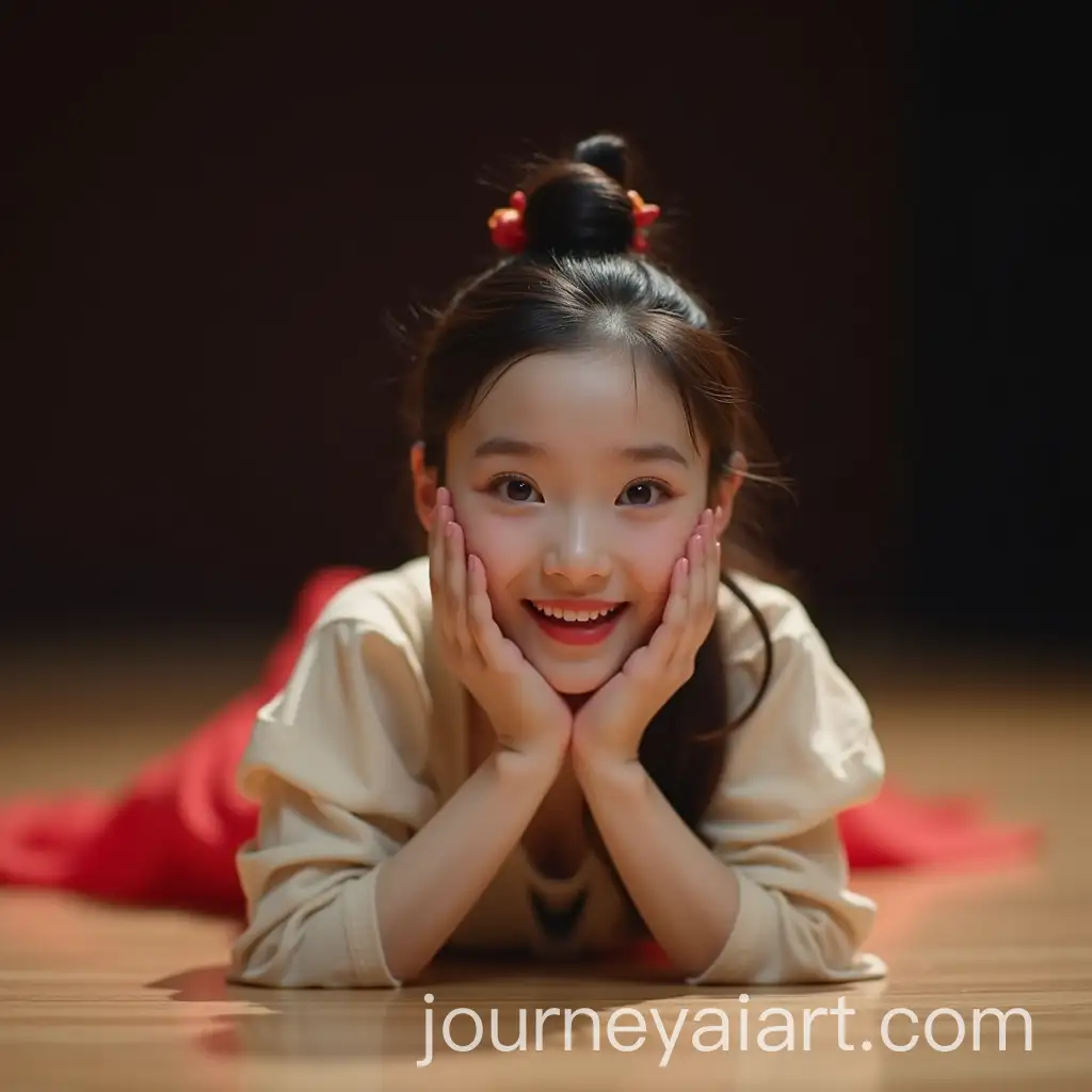 Cute-ChineseAI-Art-Prompt-Expansion-27YearOld-Actress-with-LightColored-Eyes-and-Sweet-Smile-Lying-Down-on-Stage