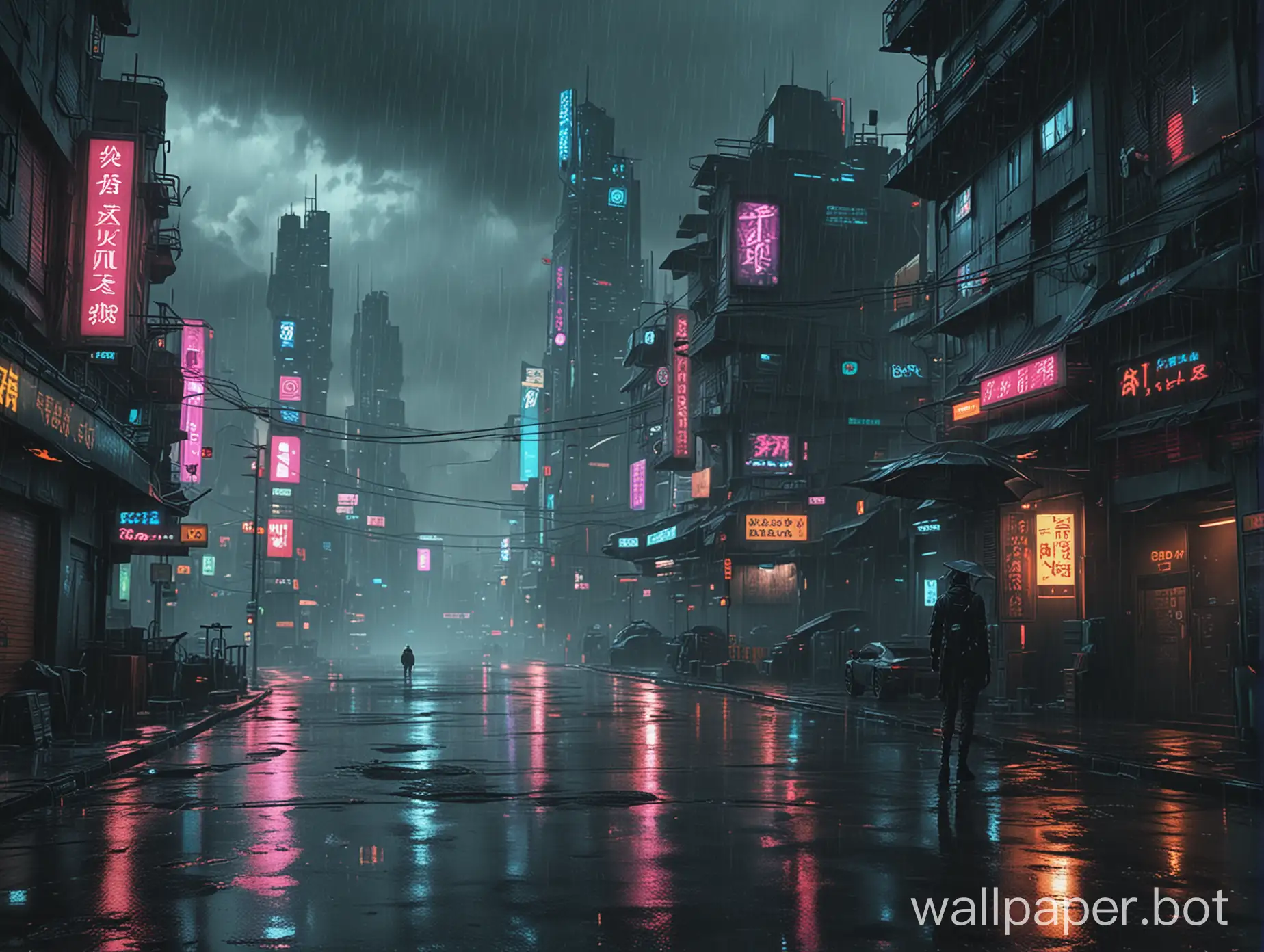 cyberpunk background with rain 1080p