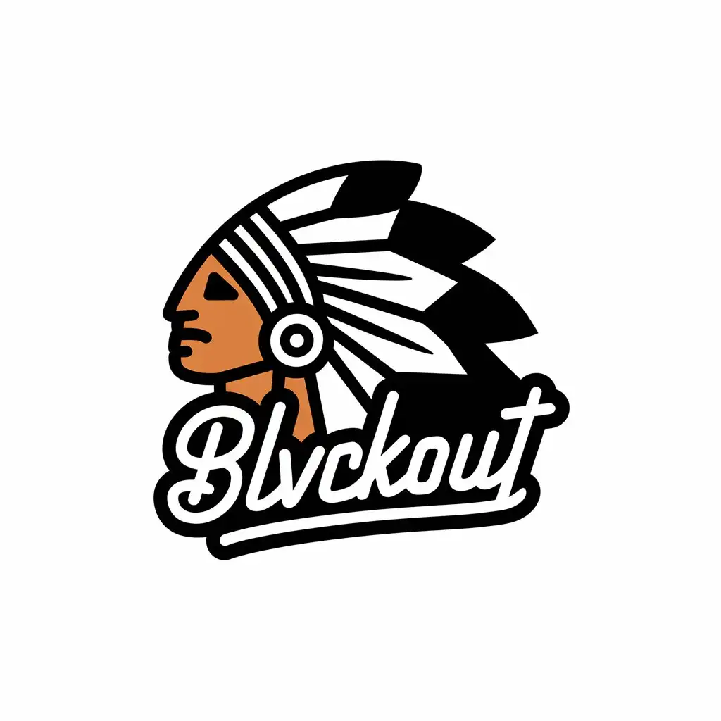 LOGO Design for Blvckout Cursive Text with White Native American Patterns for Sports Fitness