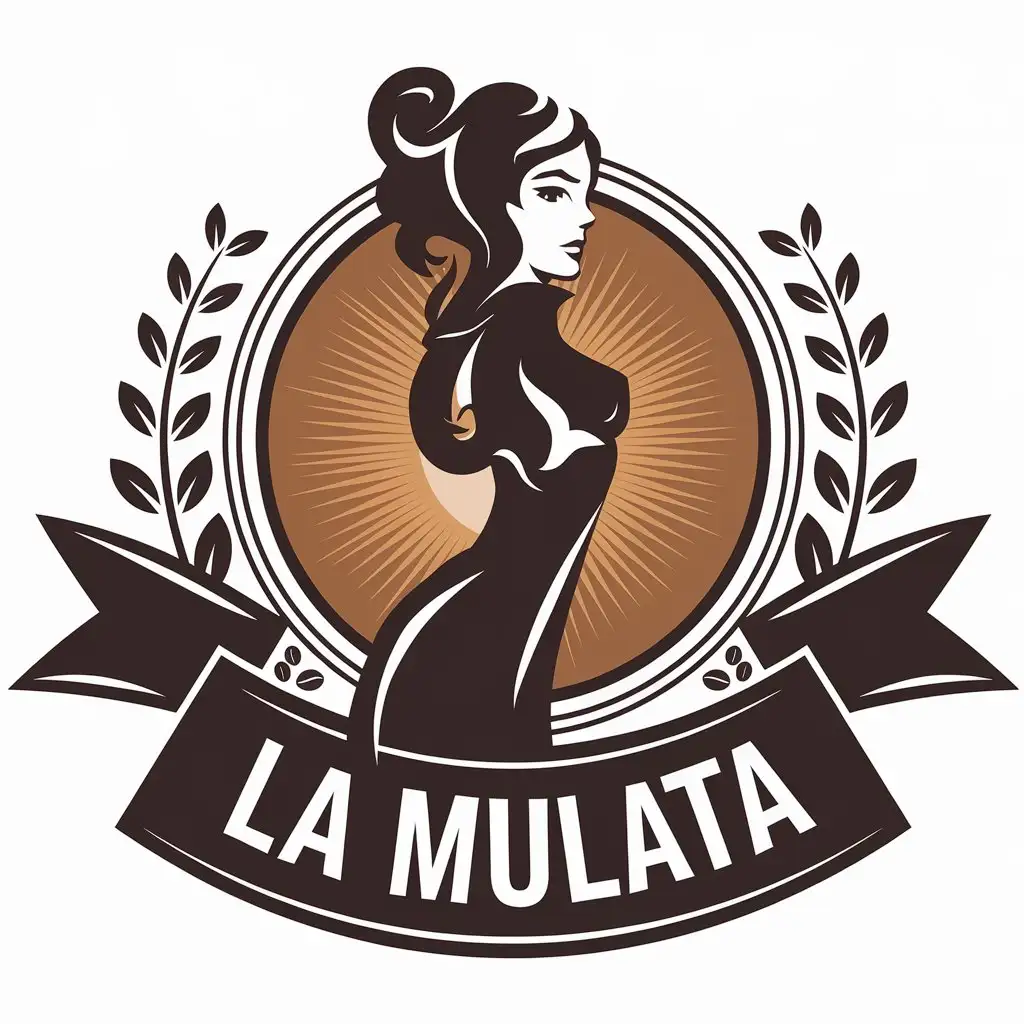 LOGO Design for La Mulata Dark Woman Silhouette with Circular Coffee Theme for Restaurant Industry