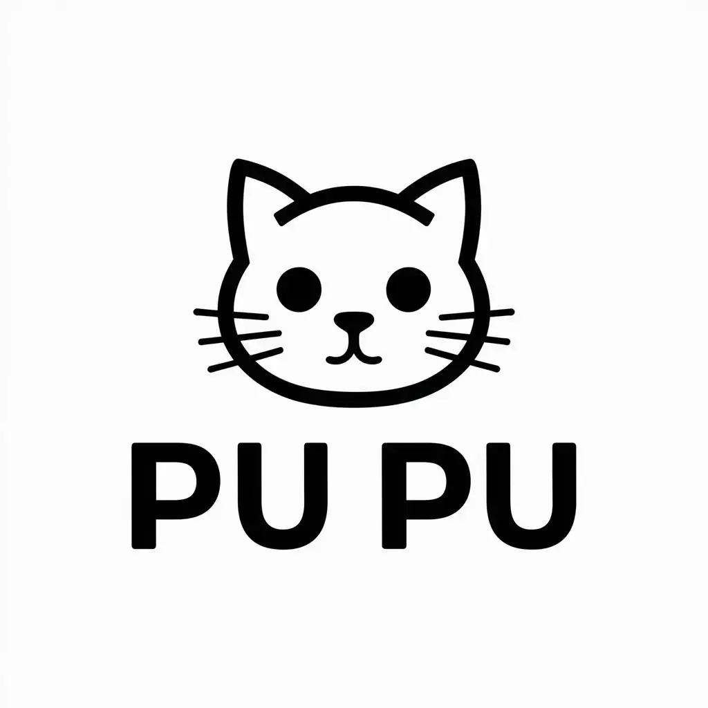 a vector logo design,with the text "pu pu", main symbol:cat,Minimalistic,be used in Animals Pets industry,clear background