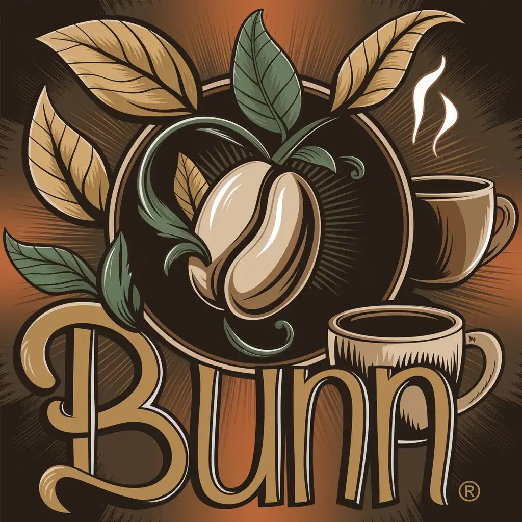 LOGO Design for Bunn Vector Design Featuring Coffee Beans Eco Elements and Earthy Tones