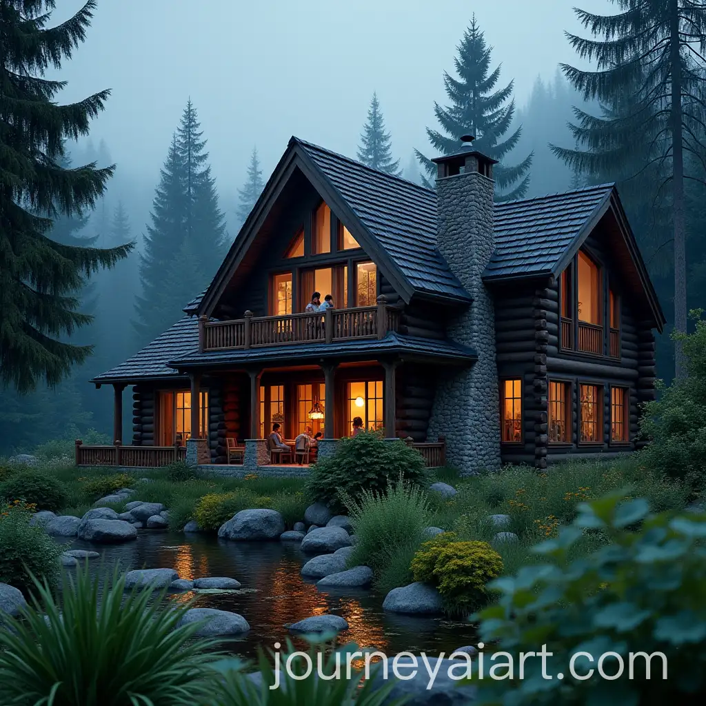 Cozy-Mountain-House-by-the-Sea-with-Family-by-the-Fireplace