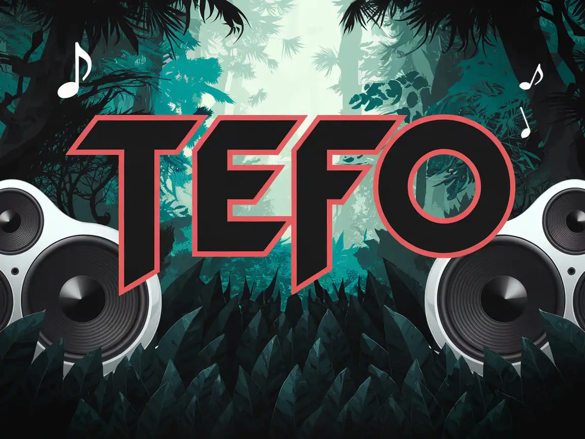 Jungle Rave with Tefo Forest Setting Bass Speakers Musical Notes