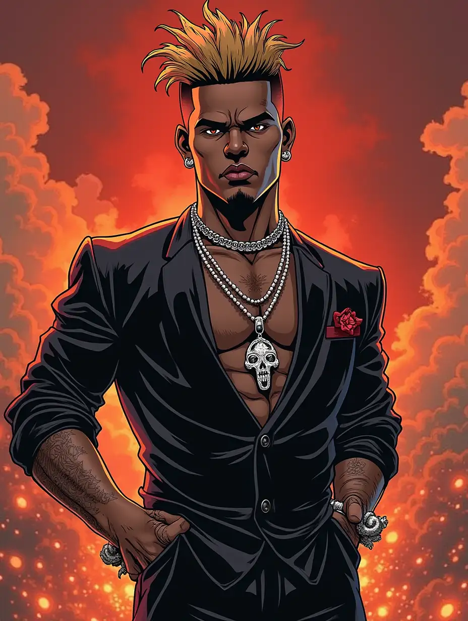 Xxxtentacion posting for a picture comic book style