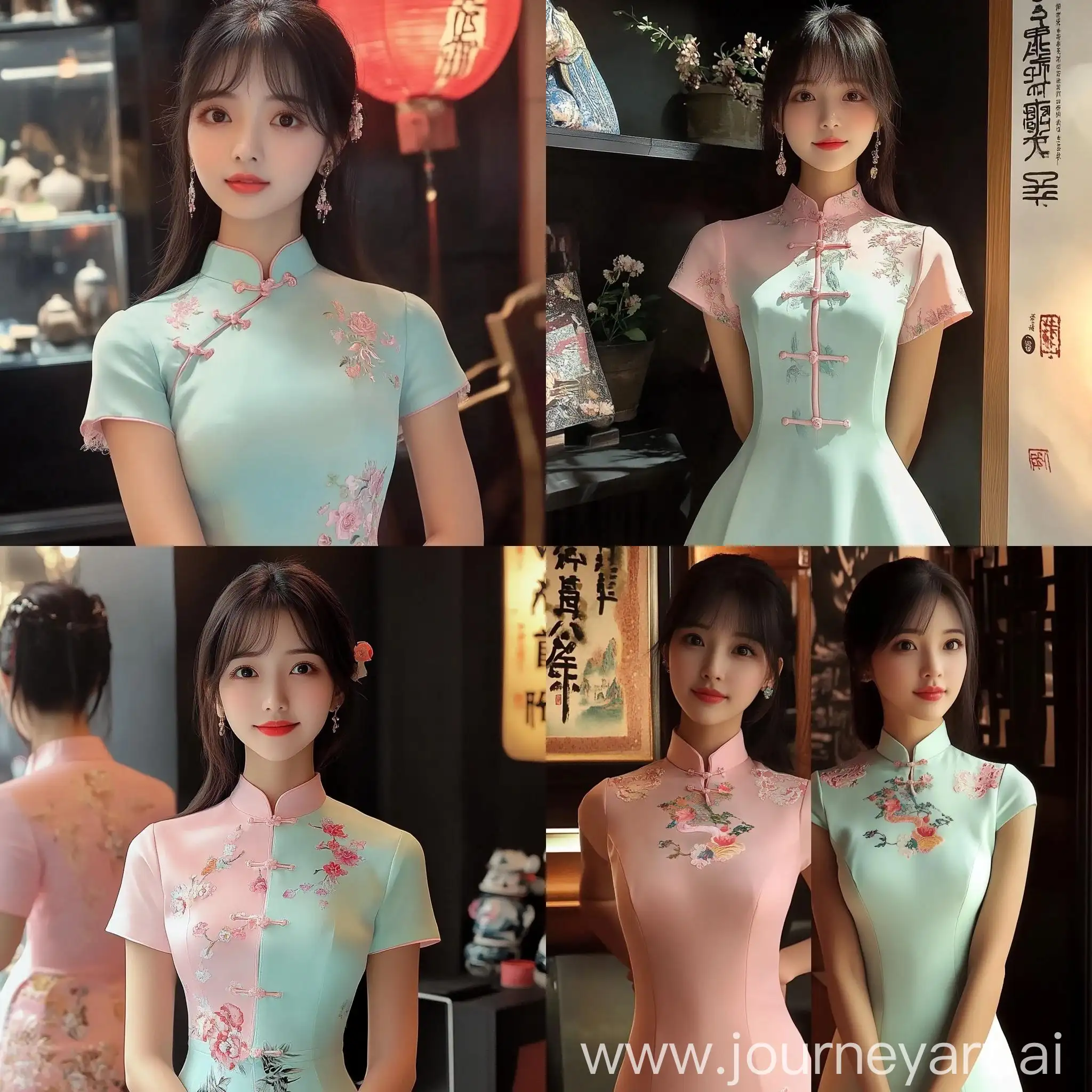 Qipao-Chinese-Style-Dresses-in-Pink-Light-Green-and-Blue