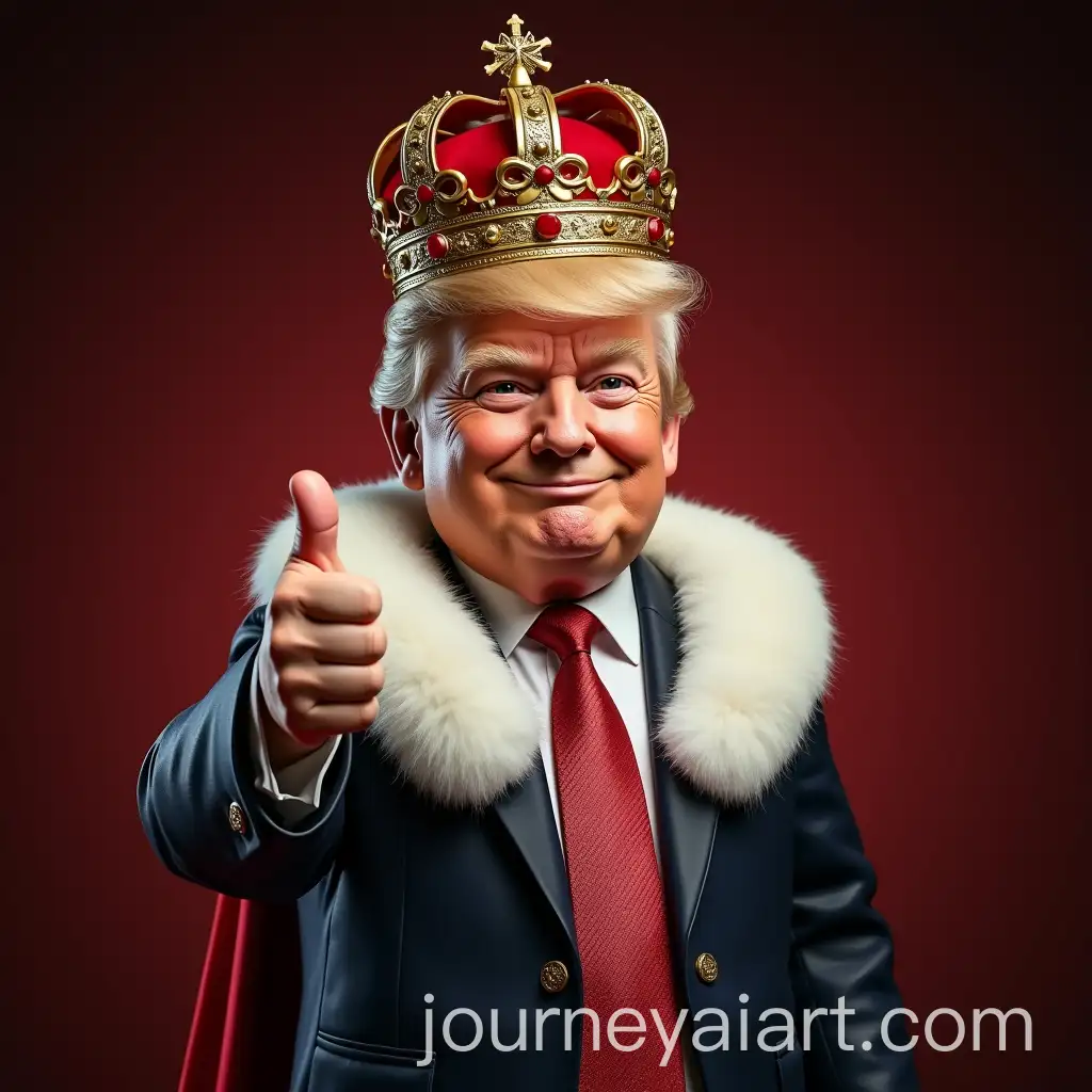 Donald-Trump-as-a-Regal-King-with-Crown-and-Thumbs-Up-Gesture