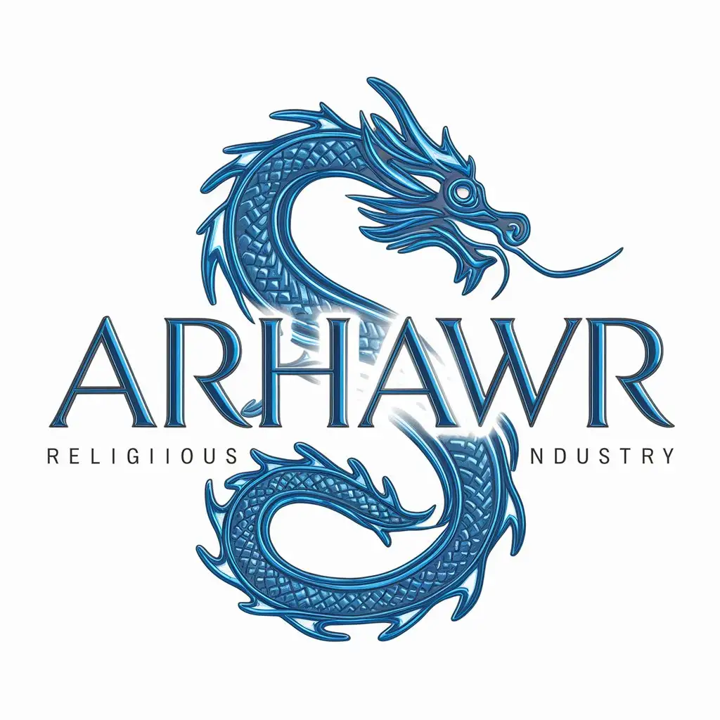 LOGO-Design-for-ArhaWR-Water-Dragon-Blue-Neon-Style