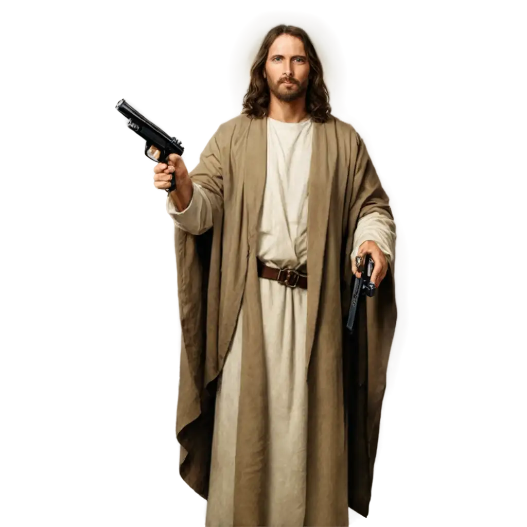 Jesus-with-Gun-PNG-Image-Symbolic-Representation-with-High-Clarity