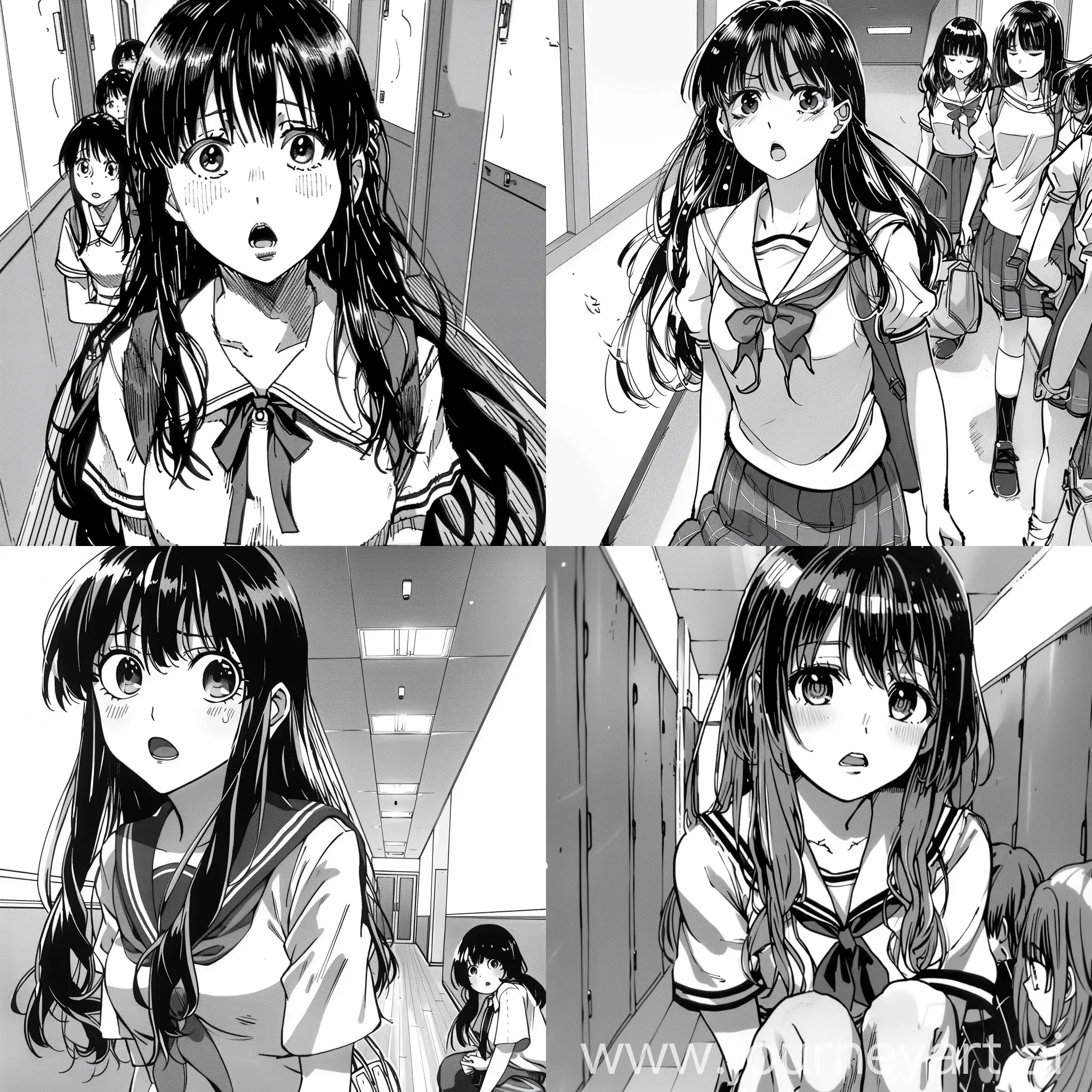 Embarrassed-Manga-Girl-Tripping-in-School-Hallway