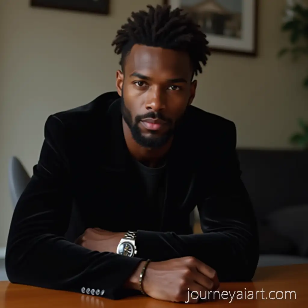 Handsome-YoungHandsome-man-in-black-suit-Black-Man-in-Black-Suit-with-Rolex-Sitting-in-Living-Room