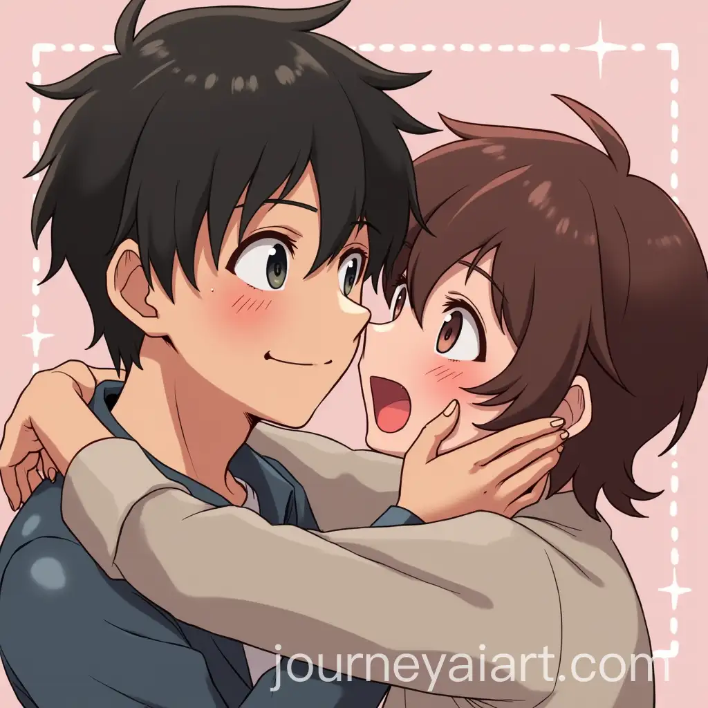 Teenage-Anime-Boy-Tenderly-Embracing-Friend-with-Soft-Smile-and-Hand-on-Cheek